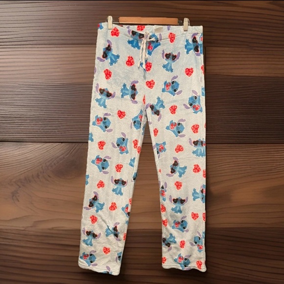 Disney Stitch Light Blue Pajama Pants XL Lilo & Stitch Adult ,valentines,hearts - Picture 7 of 9